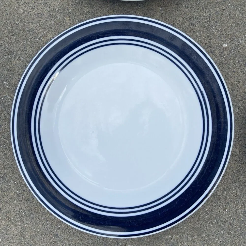 Mainstays White Blue Banded Dinner Plates Plate Stoneware 10 Inch Set Of 4